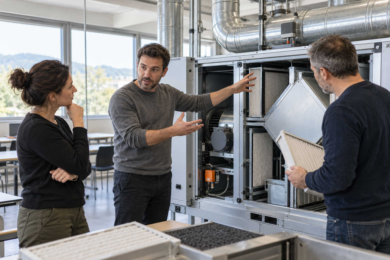 Professionisti durante una formazione tecnica sulla qualità dell’aria indoor e sugli impianti aeraulici.